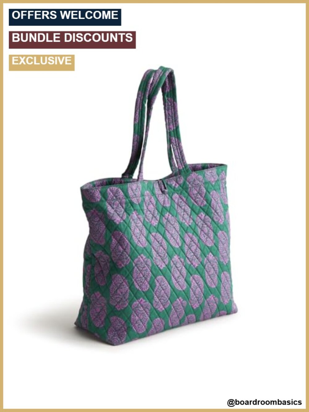 Quilted Cotton Satchel Handbag with Pockets